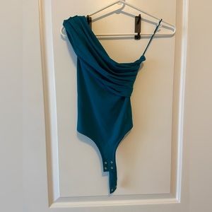 Dynamite Teal One-Shoulder Bodysuit